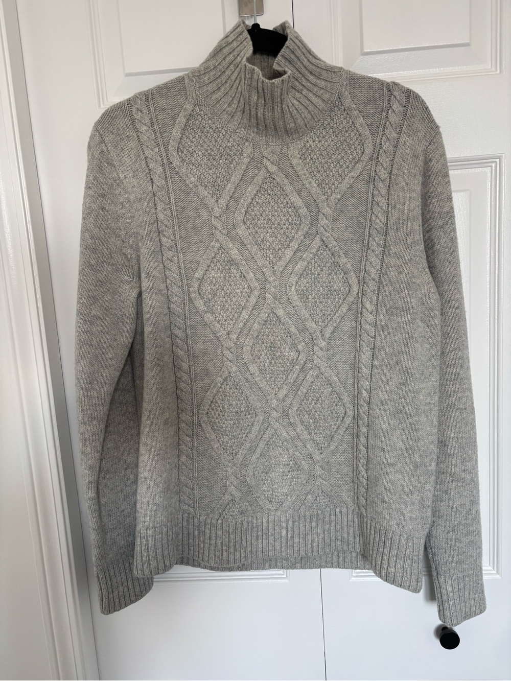 Banana Republic Light Gray Cable Knit Turtleneck Sweater